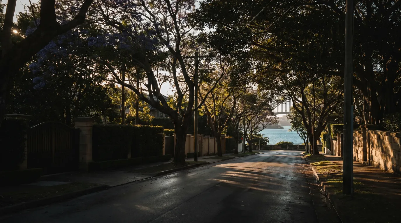 A residential street in Bellevue Hill, showing the typical access for a careful move here
